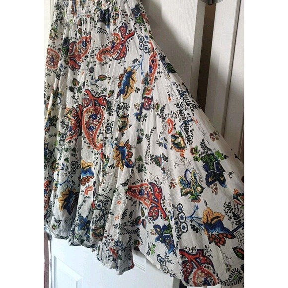 Chelsea & Theodore Smocked Waist Midi Skirt Size XL Floral Boho Gypsy Hippie - Picture 7 of 7